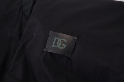 Chaqueta bomber con cremallera y logo de nailon negro
