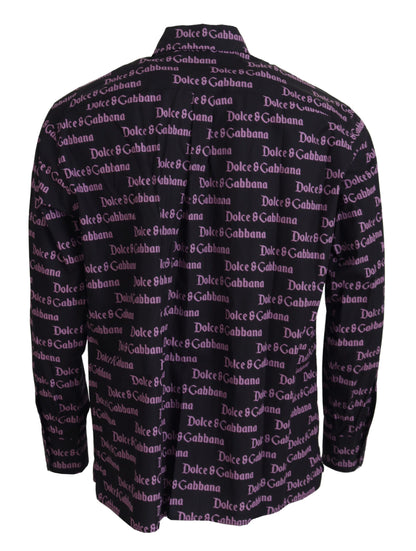 Camicia formale con abito slim con logo viola nero