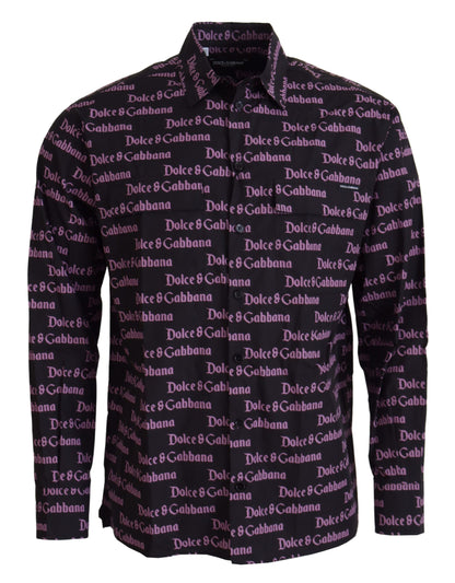 Camicia formale con abito slim con logo viola nero