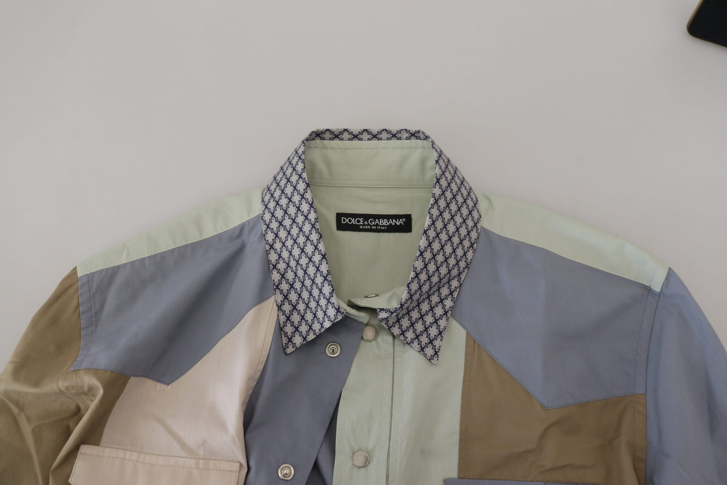 Camicia slim patchwork in cotone multicolor