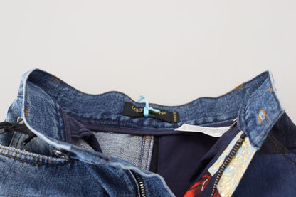 Dolce &amp; Gabbana Patchwork Jacquard Blue Denim Luxus Jeans