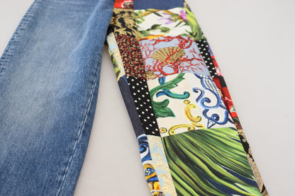 Dolce &amp; Gabbana Patchwork Jacquard Blue Denim Luxus Jeans