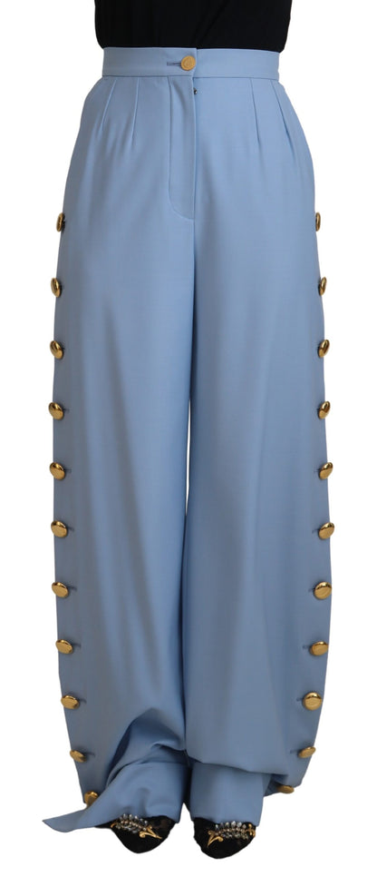 Dolce &amp; Gabbana Elegante hellblaue Hose aus Woll-Seiden-Mischung