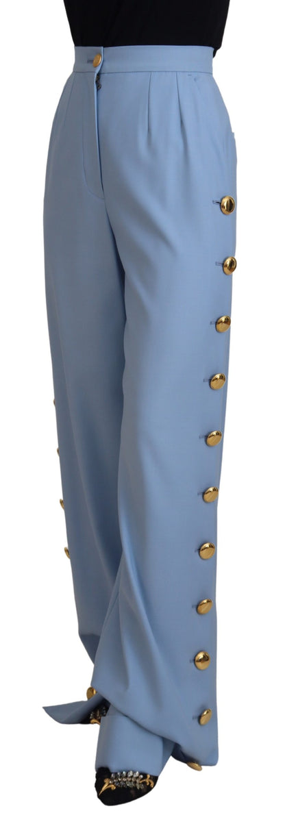 Dolce &amp; Gabbana Elegante hellblaue Hose aus Woll-Seiden-Mischung