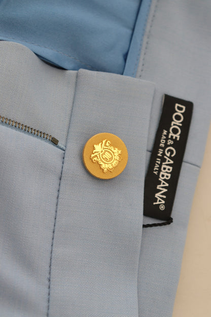 Dolce &amp; Gabbana Elegante hellblaue Hose aus Woll-Seiden-Mischung