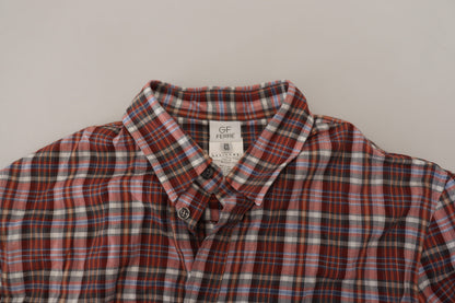Camicia casual a maniche lunghe in cotone a quadri multicolor