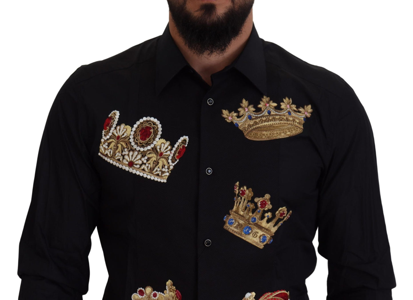 Camicia formale con vestibilità slim fit con corona in oro nero