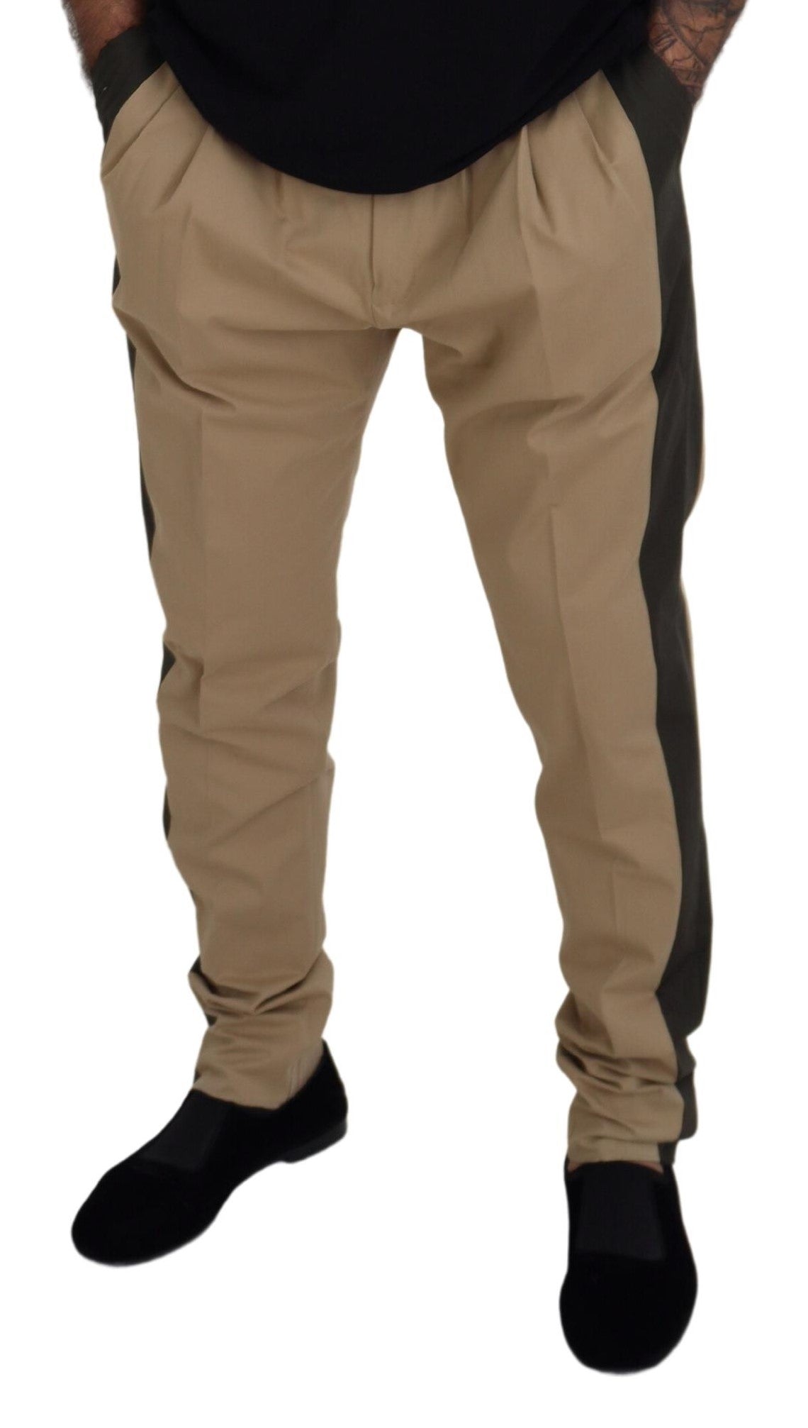 Pantaloni da uomo chino in cotone nero marrone
