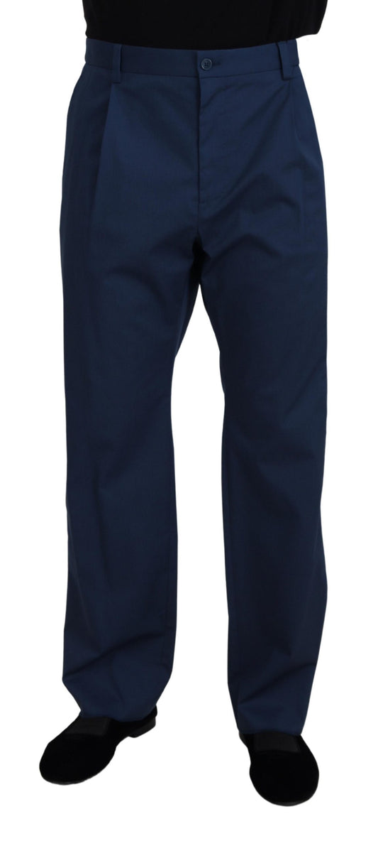 Pantalón recto de algodón azul