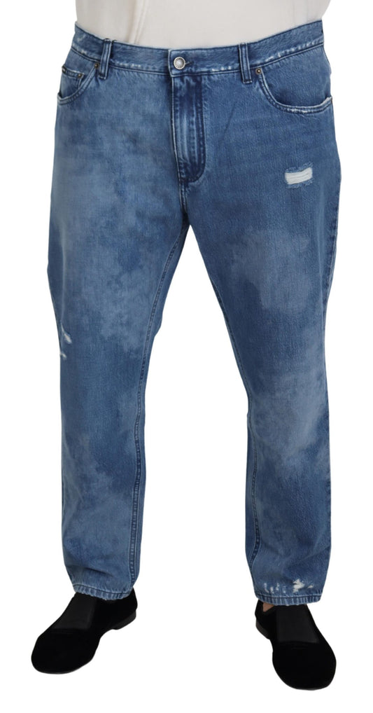 Vaqueros casuales de mezclilla de algodón lavado azul