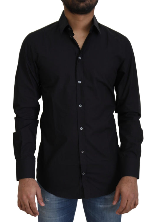 Abito formale slim fit in cotone nero Camicia ORO