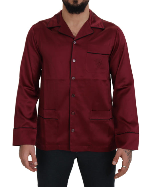 Camicia da notte pigiama con top in seta rossa