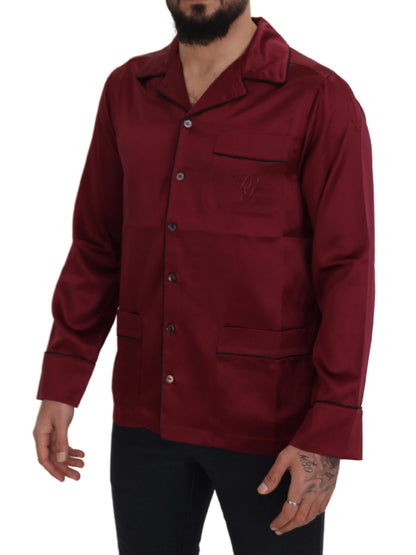 Camicia da notte pigiama con top in seta rossa