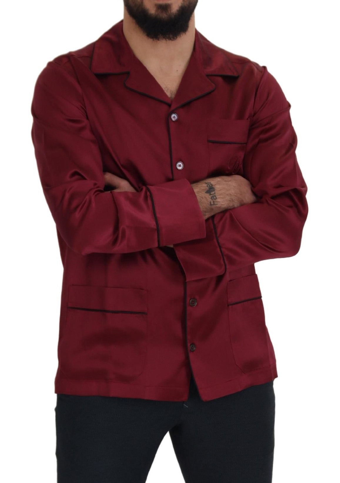 Camicia da notte pigiama con top in seta rossa