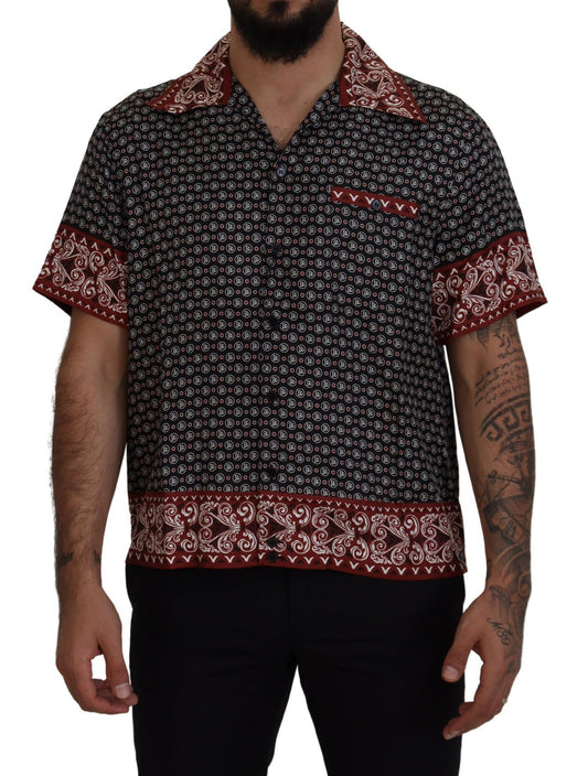 Camicia casual in seta con fantasia multicolor