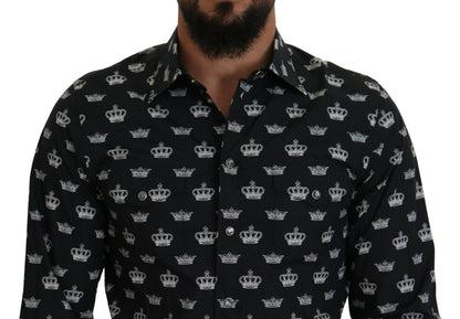 Camisa ajustada GOLD con estampado de coronas negras