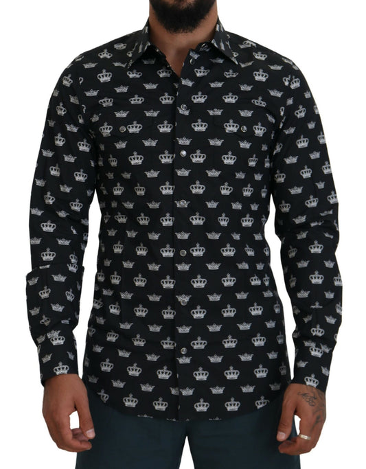 Camicia slim ORO con stampa corona nera