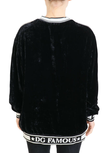 Maglione pullover girocollo in velluto nero