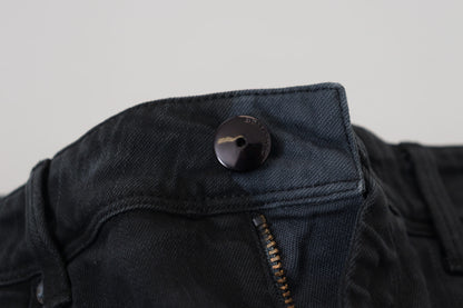 Jeans denim da donna slim fit in cotone nero