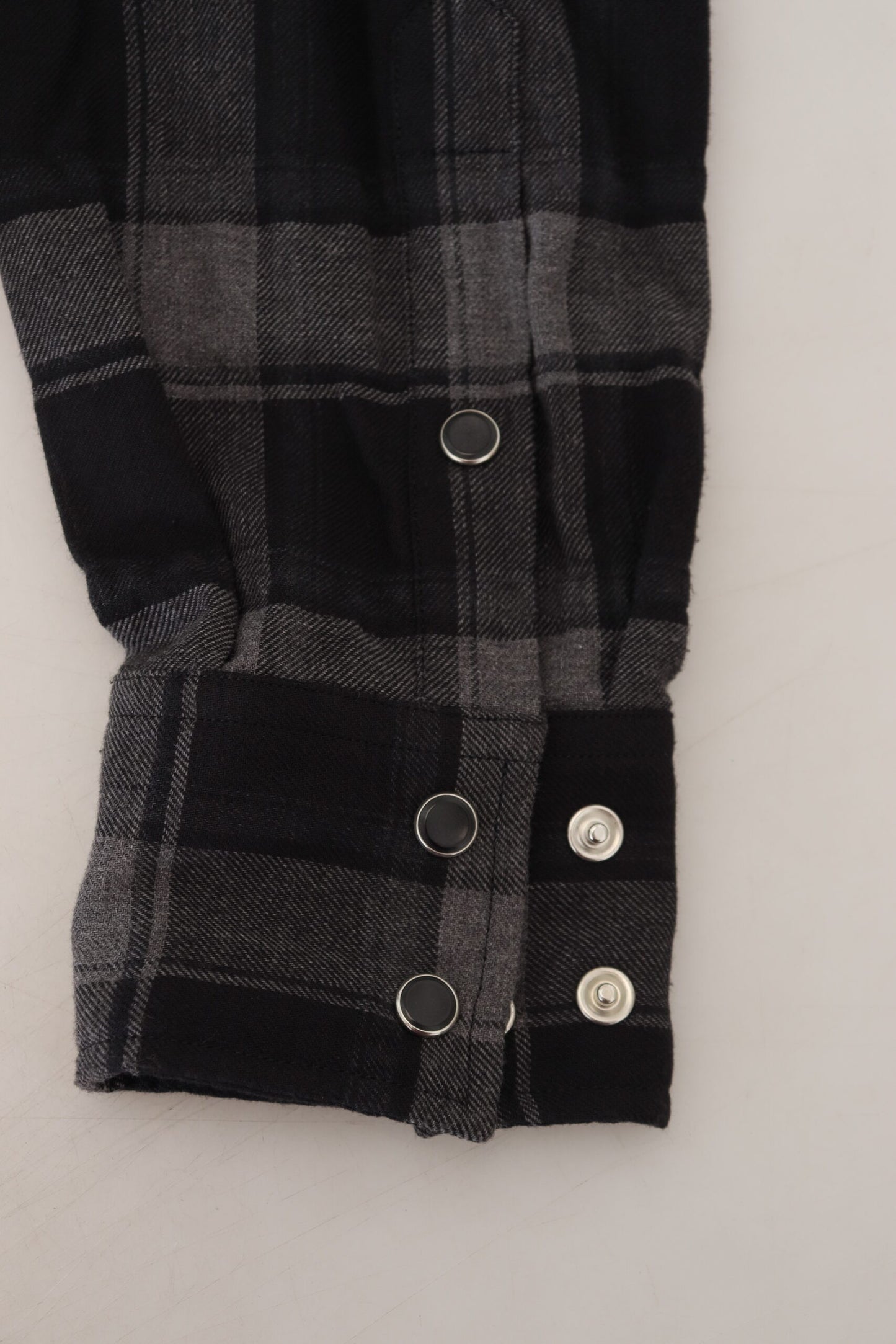 Camicia a maniche lunghe da uomo a quadri grigio nero