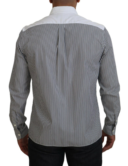 Camisa de algodón casual estampada a rayas blancas y negras