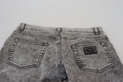 Jeans denim da uomo slim fit in cotone lavato grigio