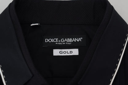 Camicia in cotone slim fit da smoking nera GOLD