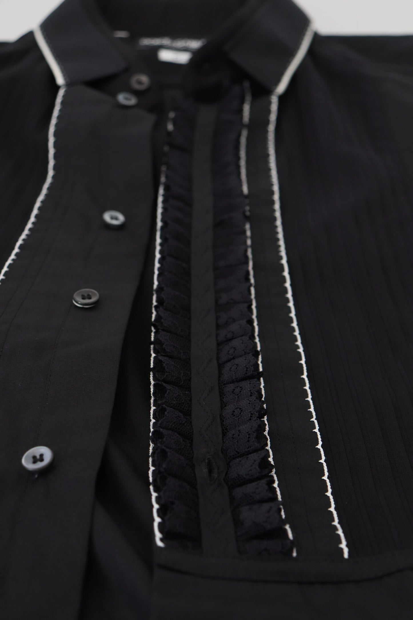 Camicia in cotone slim fit da smoking nera GOLD