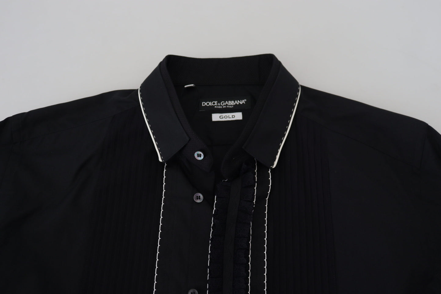 Camicia in cotone slim fit da smoking nera GOLD