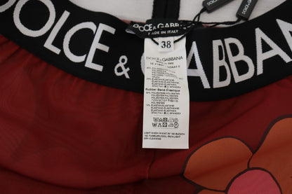 Dolce &amp; Gabbana – Leggings mit hoher Taille und Blumenmuster in Rot