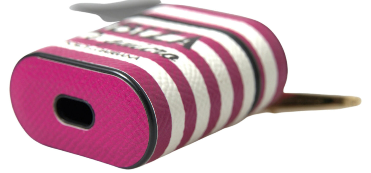 Funda para Airpods con logo de cuero Dauphine fucsia