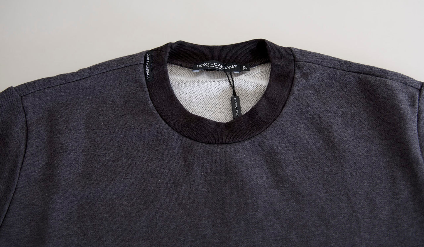 Jersey de algodón gris oscuro con cuello redondo