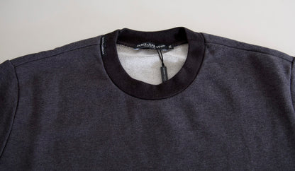 Jersey de algodón gris oscuro con cuello redondo