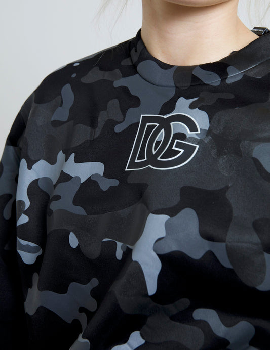 Jersey con cuello redondo de camuflaje negro