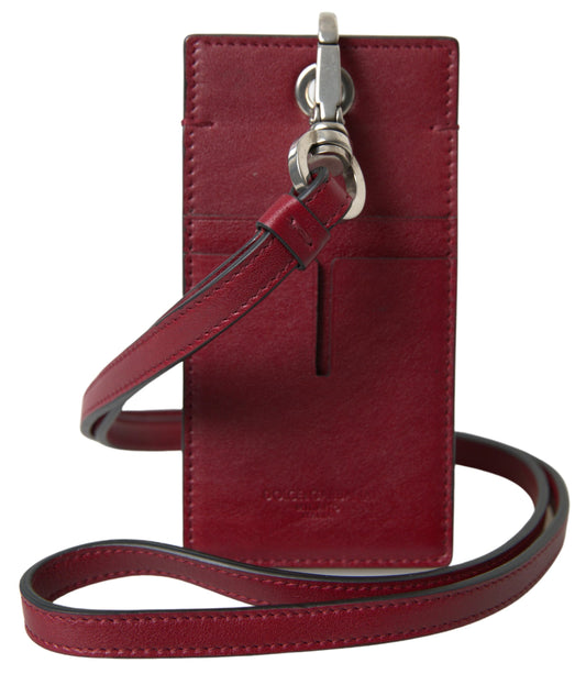 Cartera de hombre con tarjetero delgado y cordón de cuero rojo