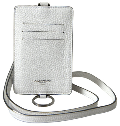 Cartera de hombre con tarjetero y tarjetero con cordón de cuero blanco