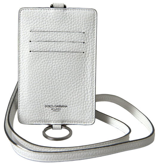 Cartera de hombre con tarjetero y tarjetero con cordón de cuero blanco