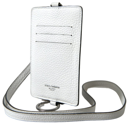 Cartera de hombre con tarjetero y tarjetero con cordón de cuero blanco