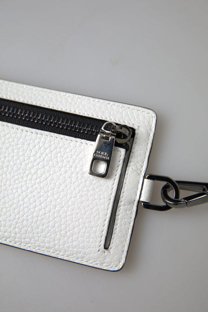 Cartera de hombre con tarjetero y tarjetero con cordón de cuero blanco