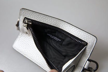 Cartera de hombre con tarjetero y tarjetero con cordón de cuero blanco