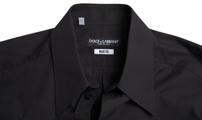 Camicia MARTINI a maniche lunghe da uomo in cotone nero