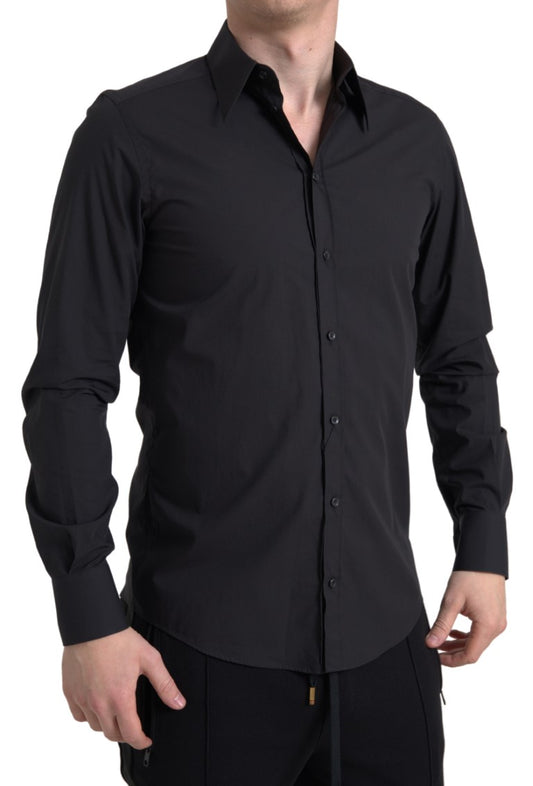 Camicia MARTINI a maniche lunghe da uomo in cotone nero