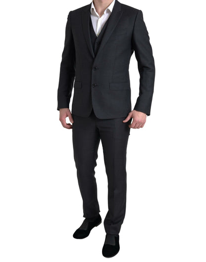 Traje MARTINI negro de 3 piezas con botonadura única