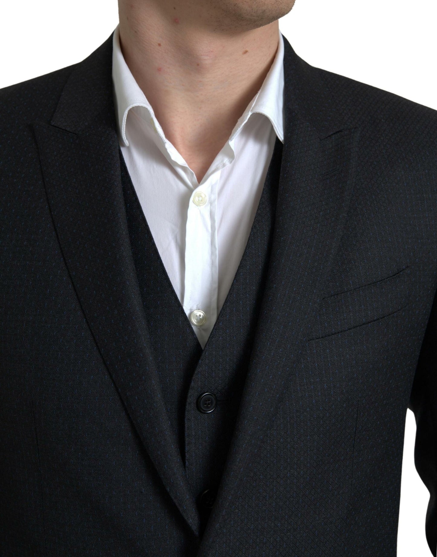 Traje MARTINI negro de 3 piezas con botonadura única