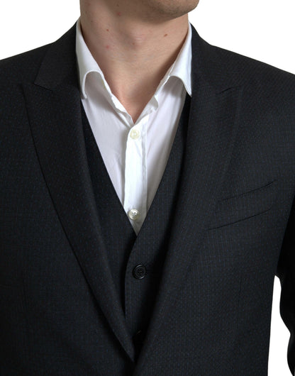 Traje MARTINI negro de 3 piezas con botonadura única