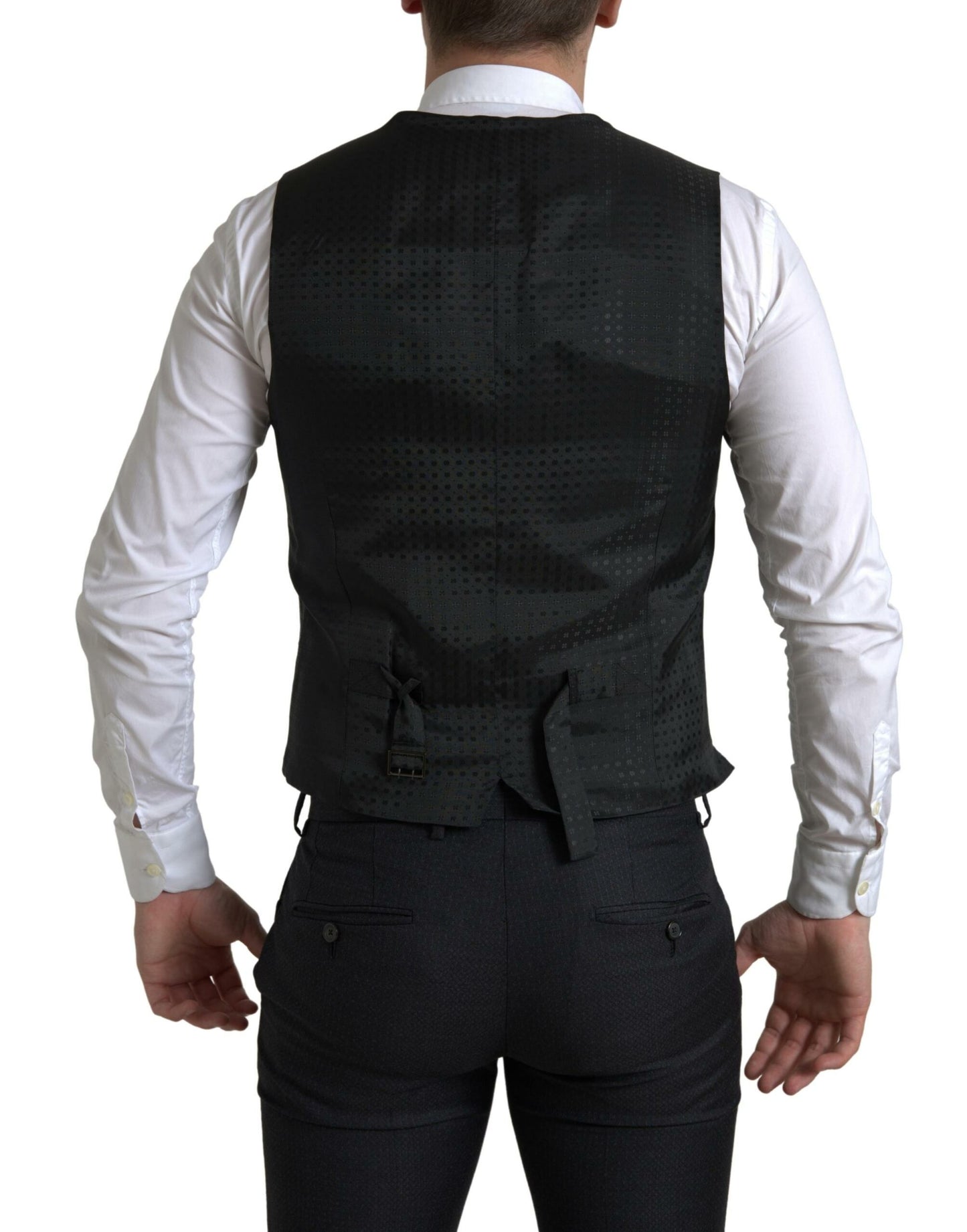 Traje MARTINI negro de 3 piezas con botonadura única