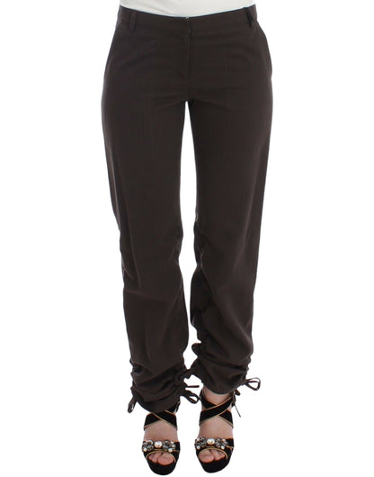 Pantaloni eleganti casual chino marroni color cachi
