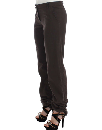Pantaloni eleganti casual chino marroni color cachi