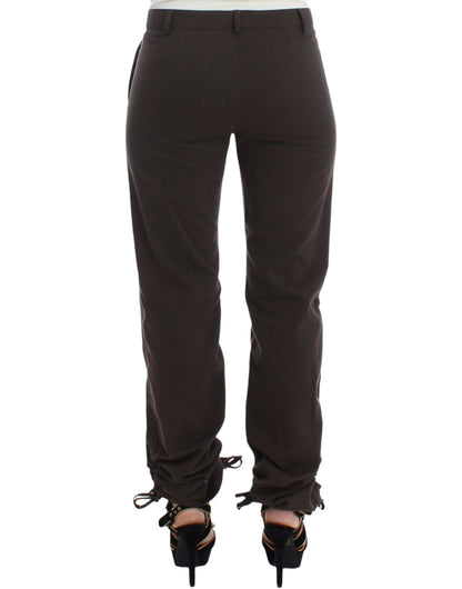 Pantaloni eleganti casual chino marroni color cachi