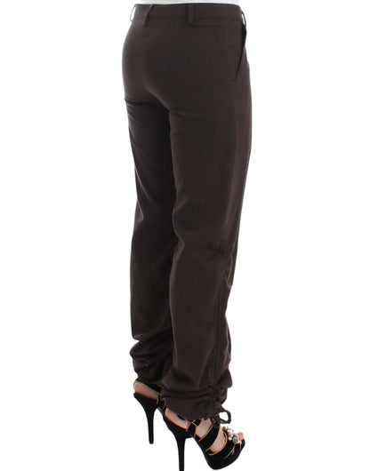 Pantaloni eleganti casual chino marroni color cachi